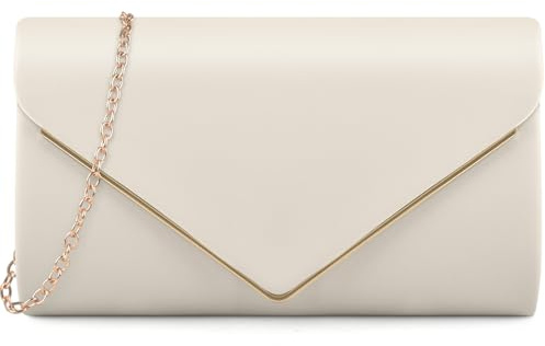 TINDTOP Clutch Purses for Women, PU Leather Formal Evening Bags Shoulder Party Handbags Wedding Cocktail Prom Clutches (B-Nude)