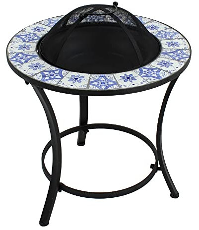 SUMMER TERRACE Nassau Outdoor Garden Patio Ceramic Mosaic Firepit BBQ Heater Table