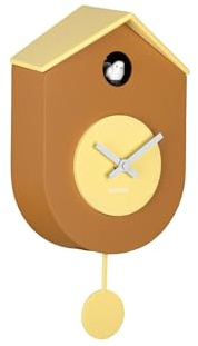 Reloj de pared con cuco Karlsson Grato con péndulo oscilante (Amarillo Ocre y Amarillo Suave)
