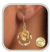 CASSIECA Argent 925 Boucles d'Oreilles Femme Pendantes Boucles d'Oreilles Or Hypoallergenique Levier Boucles d'Oreilles Creoles Rondes Cadeau Anniversaire