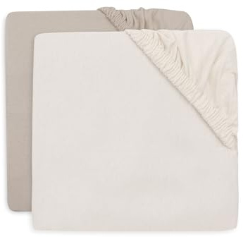 Jollein Drap-Housse Jersey - pour Berceau - Oatmeal/Ivory - Lot de 2-40/50x80/90cm - Drap-Housse en Coton - Certifiée Oeko-TEX