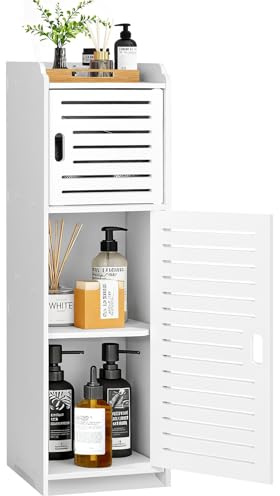 Esaledirect Bathroom Storage Cabinet,Floor Standing Bathroom Storage Unit,Home Storage Furniture,Freestanding DIsplay Cabinet with Shelf and Door for Bedroom Kitchen Office Hallway,White