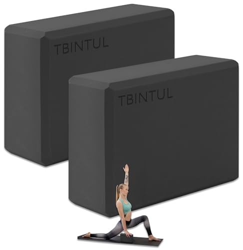 Tbintul 2 bloques de yoga, 23 x 15 x 7,5 cm, EVA para mujer y hombre, negro