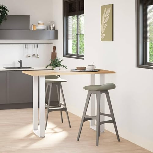 Tidyard Gambe per tavolo da bar, struttura a forma di U, 2 pezzi, bianche, 40x(100-101) cm, in acciaio verniciato, gambe regolabili e robuste, fori preforati, per arredamento casa e interni