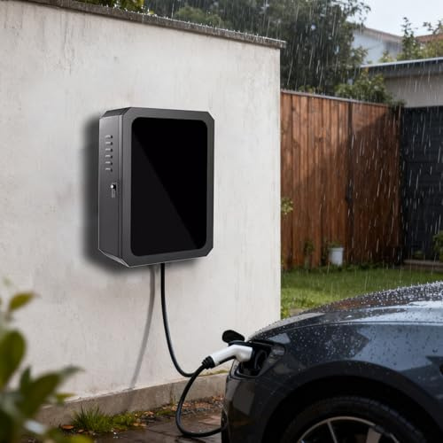 Borne de Recharge Couvercle de Protection Universel Verrouillable pour Chargeur de Véhicule Électrique, Support Mural pour Boîtier de Recharge de Véhicule Électrique, Boîtier(Black)