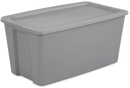 50 Gallon Extra Large Plastic Storage Bin with Snap-On Lid, 40 x 22.1 x 18.1 – Heavy Duty Stackable Tote with Integrated Handles – for Garage, Basement, Attic, Bedding, Decorations