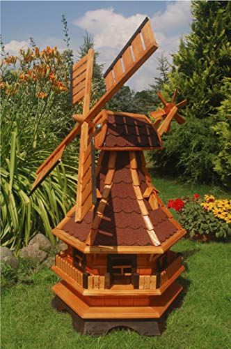 Wunderschöne große Windmühle aus Holz mit roten Bitumschindeln (imprägniert)
