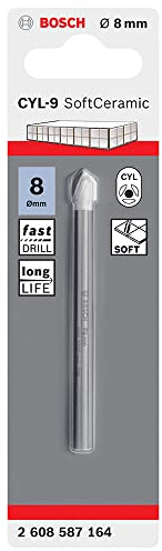 Bosch 1x Broca para Azulejos CYL-9 SoftCeramic (Para Baldosas Cerámicas Blandas, Accesorio Para Taladros), Acero Inoxidable, Ø 8 x 80 mm