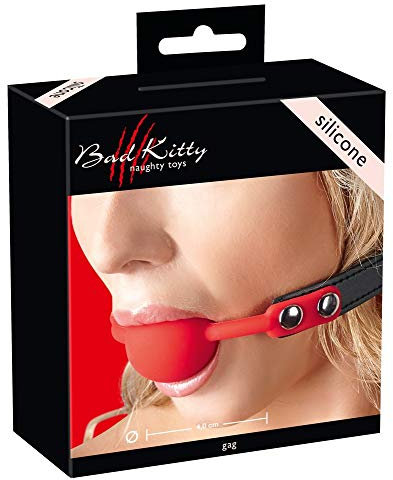 Bad Kitty Knebel - softer Knebel für Männer und Frauen, Silikon-Knebel zur Verführung des Partners, Gag Ball für erotische BDSM-Spiele, rot