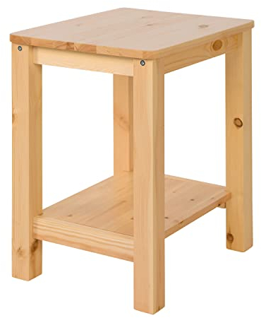 Homestyle4u 1826, Beistelltisch Nachttisch Natur Hocker Holz Kiefer Holztisch Schlafzimmer Wohnzimmer Flur