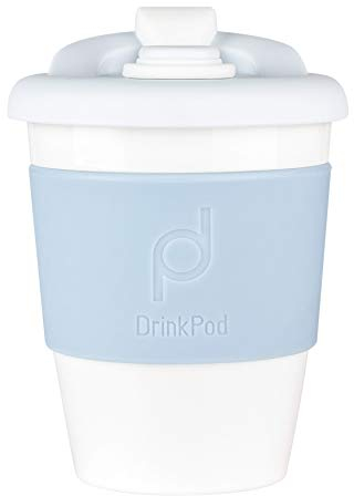 Pioneer DrinkPod RCP-340/W Taza de café reutilizable sin BPA, 340 ml, taza de café de plástico de 12 onzas/taza de viaje – Invierno Blanco