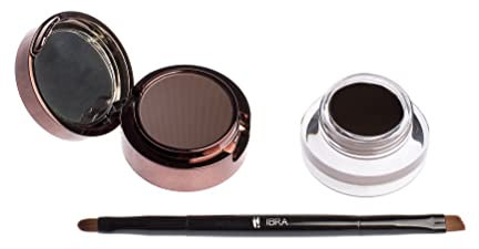 Pomada y polvo para cejas, maquillaje impermeable, crema en polvo, larga duración, 24 horas (chocolate oscuro)