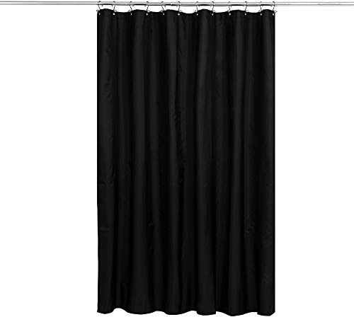N&Y HOME Fabric Shower Curtain or Liner with Weighted Magnets - Hotel Quality Opaque Black Shower Curtain for Bathroom, Machine Washable, Water Repellent - Black, 72x72