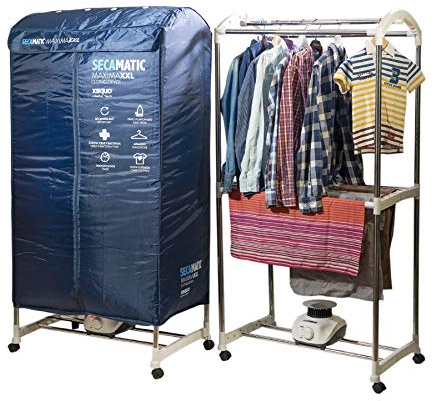 Sèche-linge Secamatic Max XXL par ventilation, 1200 W, capacité de séchage 15 kg et 30 kg d'étendoir et d'armoire. Minuterie 180 min, silencieux, multifonction :