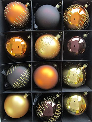 Thüringer Christbaumschmuck Exclusiv Gold braun Kupfer 8cm Handarbeit Germany 12er Set