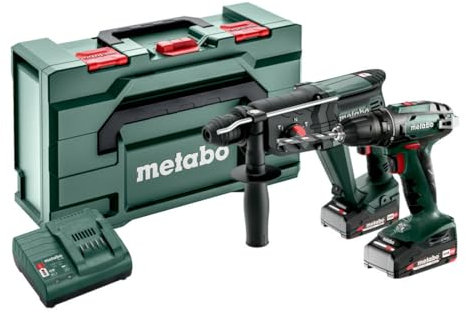 metabo Akku-Combo Set 2.3.2-18 V - Bohrschrauber BS 18, Kombihammer KH 18 LTX 24 - Inkl. 2 x Akkupack 2.0 Ah, Ladegerät, metaBOX 165 L und Zubehör - Leistungsstark, Vielseitig, Kompakt