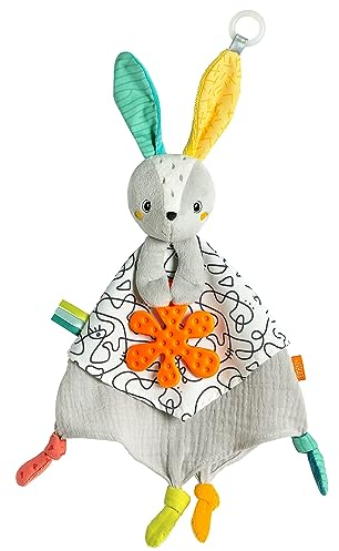 Fehn Schmusetuch Baby Spielzeug Hase - Schnuffeltuch für Neugeborene - Einschlafhilfe zum Knuddeln, Greifen - Kuscheltier Handpuppe - Kuscheltuch Schlaftier für Babys und Kleinkinder ab 0+ Monaten