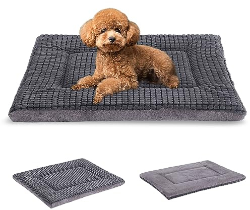 BVAGSS Orthopädisches Hundebett, Waschbar Hundekissen flauschig Hundematte, Umkehrbar Weiche und Warme Hundematte für klein mittel große Hunde XH079 (76x50x4cm,Light Grey)