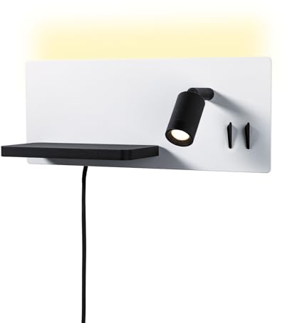 Paulmann 71103 LED Wandleuchte Serra USB C 2700K 650lm / 200lm 230V 5,5 / 1x2,6W dimmbar Weiß matt, Schwarz matt Wandleselampe