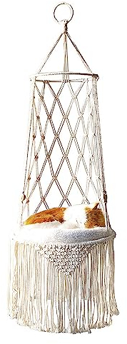 Fransenhängematte, Katzennest,Einfaches handgewebtes Katzennest, Hängematte, Korb, Heimtier Hängekorb Hund Katze Hängekorb Schaukelnetz Tasche (B 30cm)