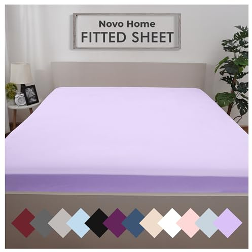 Lilac Fitted Sheet Single Beds (90×190 cm, Deep 35 cm) – Pack of 1 Soft Microfibre Elasticated Cover – Breathable, Durable & Easy Care Bottom Sheet