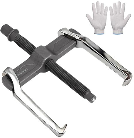 Estrattore Cuscinetti con Un Paio di Guanti in Cotone,Estrattore a 2 Bracci da 100mm,Rinforzato Estrattore Universale a 2 Griffe,per la Rimozione di Piccoli Cuscinetti, Ingranaggi, Puleggia