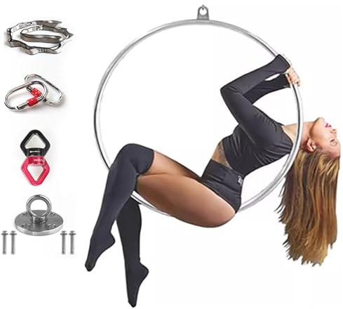 Hydravex Cerchio Aereo Set 85cm/90cm Cerchio Aereo Singolo Ponit Danza Aerea Cerchio da Circo Cerchio da Circo per Yoga Acrobatica Ginnastica,85cm-3.2cm