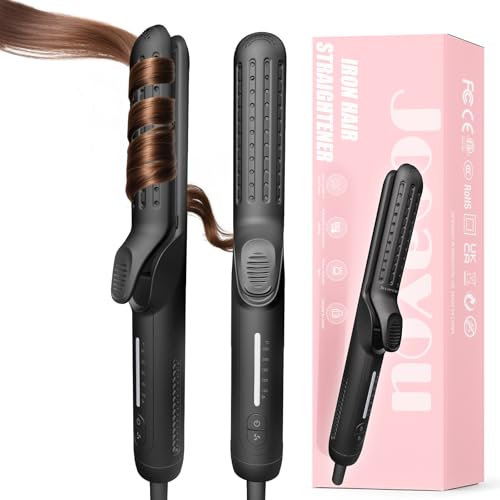 Jooayou Fer à Boucler à Air Froid 360°, Boucleur à Cheveux et Lisseur Cheveux 2 en 1, Boucleur Multifonction pour Lisser et Boucler, 5 Niveaux de Température, Coiffage Facile et Longue Tenue – Noir