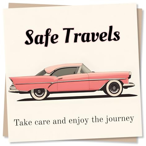 Safe Travels Card for Friend or Loved One - Car, Travel, Space - Take Care and Enjoy The Journey - New Home, Moving, Gap Year - for Child, Grandchild, Partner, Relative, Colleague, Son, Daughter