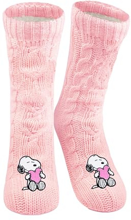 United Labels The Peanuts Snoopy Chaussettes douillettes pour femmes, Rose, chaussettes antidérapantes moelleuses, chaussettes chaudes, chaussettes d'intérieur, Rose, 39-42
