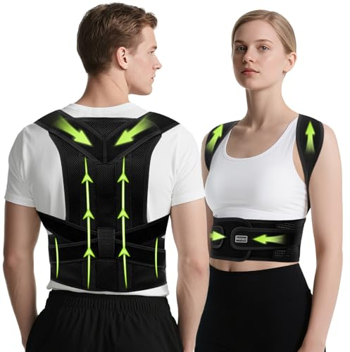 FHOCSLO Correcteur de Posture Dos et Ceinture Dorsale, Maintien du dos, du Cou et des Épaules pour Hommes et Femmes, Confortable, Discret et Respirant, le Bureau, la Conduite et les Études (XL)