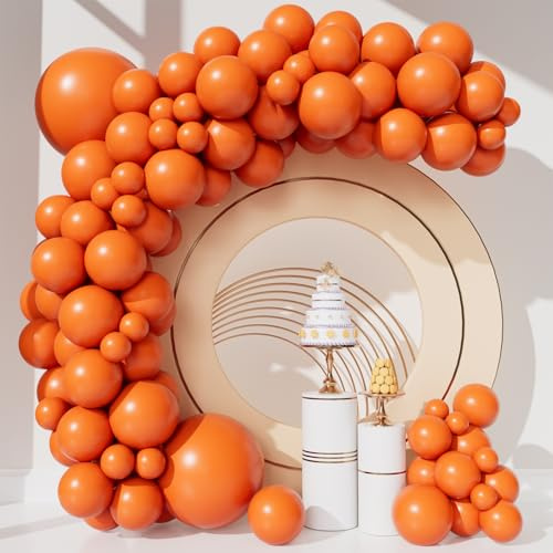 140pcs Orange Balloons Garland Arch Kit 5/10/12/18in Different Size Matte Latex for Little Cutie Baby Shower Halloween Birthday Party Decorations
