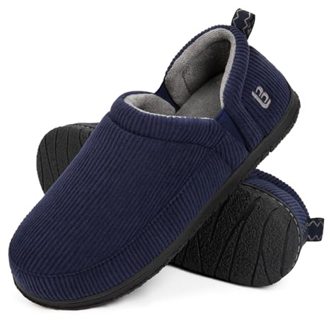 LongBay Men's Two-Tone Slippers Supportive Memory Foam Breathable House Shoes with Non-Slip Sole Indoor Outdoor