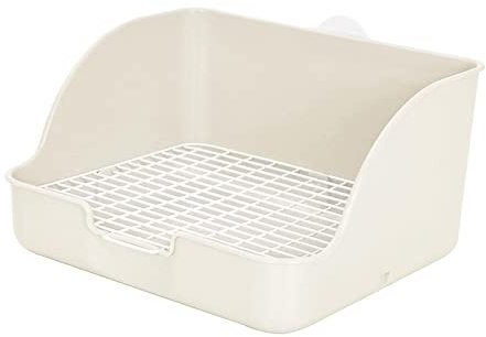 Wswqop Litter Tray Toilet for Rodents And Cage Tray Corner Rectangular Box Detachable with Removable Mesh, White