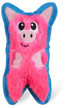 Outward Hound Kyjen 32013 Invincibles Plüschschwein ohne Füllung Hundespielzeuge Quietschspielzeug mit 1 Quietschelement, Größe S, Rosa