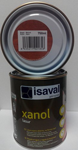Isaval Pinturas Barniz Lasur de Acabado a Poro Abierto Satinado 2.5 Lt. Nogal Translucido Satinado 2.5 Lt para Madera Modern