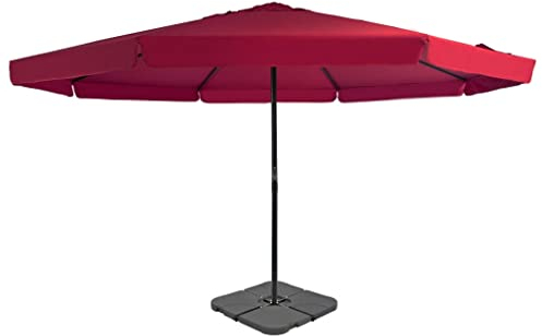 vidaXL Sonnenschirm mit Schirmständer Ständer UV-Schutz Gartenschirm Ampelschirm Terrassenschirm Marktschirm Strandschirm Schirm Alu 5x3,85m Rot