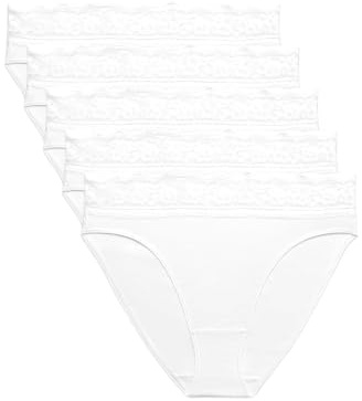 Marks & Spencer Braguitas de Pierna Alta de Algodón con Lycra® y Encaje para Mujer Pack de 5, con Elasticidad