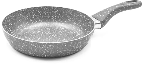 Zanetti Pietra Rara Padella Antiaderente Padella con Alluminio Manico Soft Touch Alta Resistenza, 28 cm Diametro, colore Grigio, Made in Italy