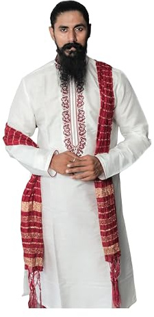 Lady Dwiza Bufanda tradicional india Kurta Sherwani Dupatta chal para hombres, Granate, talla única