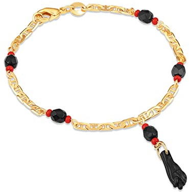 Barzel 18K Gold Plated Azabache Bracelet - Made In Brazil