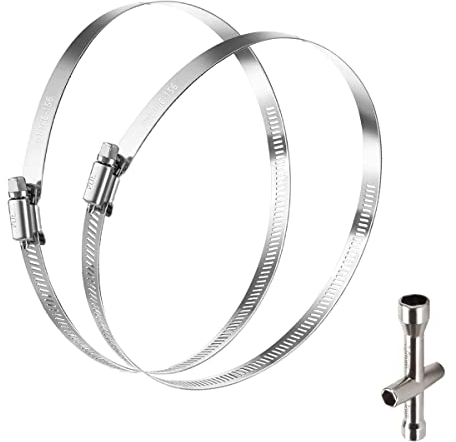 6 Zoll Schlauchschellen, 2 Stück Schlauch Rohrschellen 150mm, 304 Edelstahl-Kanalschellen, 150mm Rohrschellen Verstellbare Spannbereich 141-165mm, für fixieren Abluftschlauch und Abluftventilator