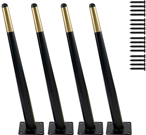 16 Inch Metal furniture Legs Oblique Conical Metal Legs Matte Black Gold Mid-Century Style Furniture Feet for Sofa Cabinet Table Chair Cupboard Couch Home DIY Projects（4PC）(40cm)