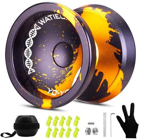 WATIEOBOO yoyo Professional Responsive Yo yo Bearing for Kids 8-12 Beginner Unresponsive yo yo Bearing for Fingerspin Yoyos Tricks with Yoyo Accessories-Black Gold