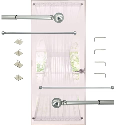 ARNORX 0.4 French Door Curtain Rods, Café Rods, 2 PCS, 16 to 28 Inch, Satin Nickel