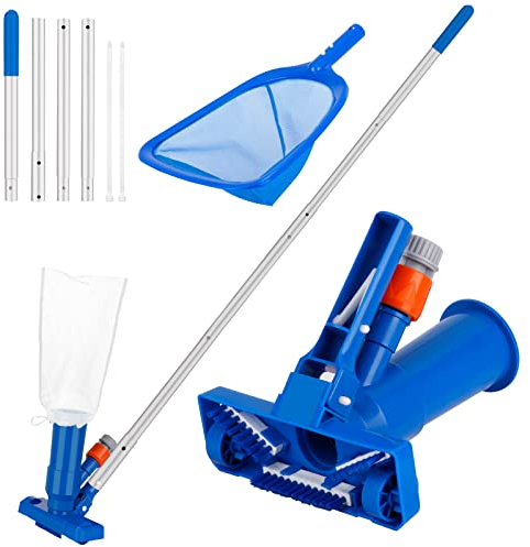 Joyhoop Aspirador de Piscina - Aspiradora de Fondo de Piscina con Skimmers para Piscinas,Poste de 4 Secciones,Aspirador de Piscina Manual Pequeña para Bañera de Hidromasaje de Fuente de SPA de Piscina