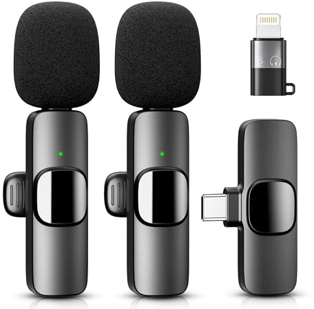YRF micrófono inalámbrico de Solapa para iPhone Android iPad, Mini micrófono con USB C/Lightning, reducción de Ruido, 20M Distancia, para grabación de vídeo, Streaming, Vlogging, Youtube, Tiktok