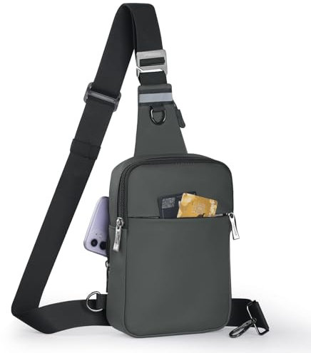 BROADREAM Sling Chest Crossbody Bag, Wasserdicht Umhängetasche Brusttasche Schultertasche Herren Damen - Handytasche mit RFID-blockierende Reißverschlusstasche Geeignet für Outdoor-Sport und Wandern