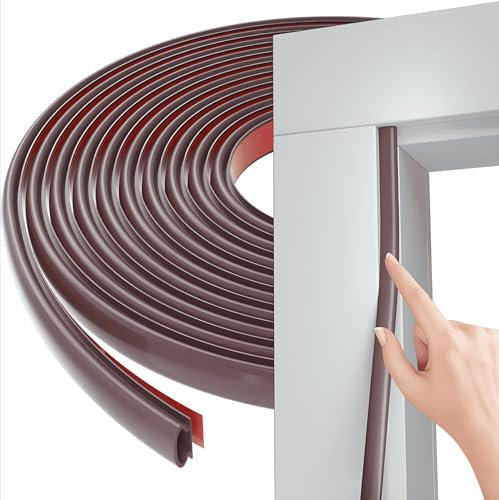 Joint de porte de fenêtre insonorisé et résistant au froid, joint de porte en caoutchouc de type D, joint de porte intérieure anti-bruit, cadre de chambre/entrée scellé avec porte (marron, 6M)