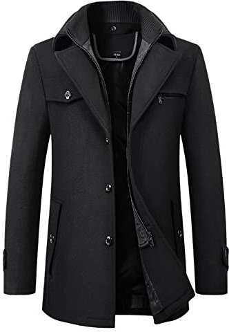 2024 Chaqueta de hombre Blazer de moda para exteriores Abrigo de moda para hombre de otoño e invierno informal Chaqueta de lana sólida sin necesidad de planchado para hombre con solapa de caballero